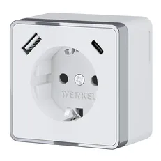 Изображение Розетка с заземлением, шторками и USB тип A+C Gallant (белый) W5071701